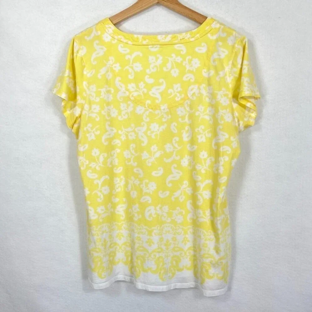 Charter Club Short Sleeve T-Shirt Floral Sunny Yellow Grandma Summer Beach XL